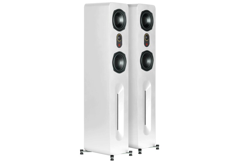 AperionAudio Novus T5 Tower Weiß Seidenmatt ohne Abdeckung