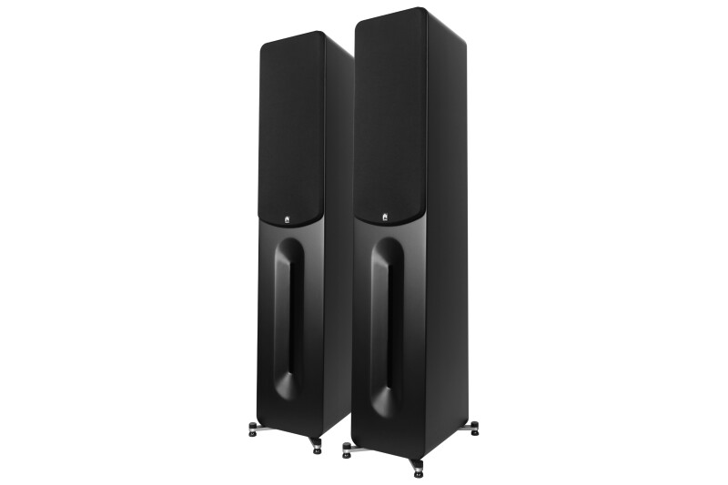 AperionAudio Novus T6 Tower Schwarz Seidenmatt Paar mit Abdeckung