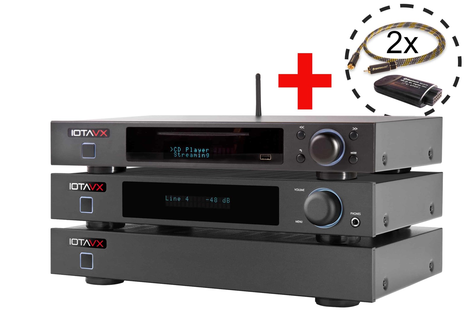 IOTAVX SA3 + PA3 + NP3 + BT02 + 2 x AperionAudio Cinch Audio Kabel Mono 1m